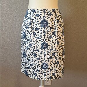 Lauren Ralph Lauren | Blue & White Print Pencil Skirt
